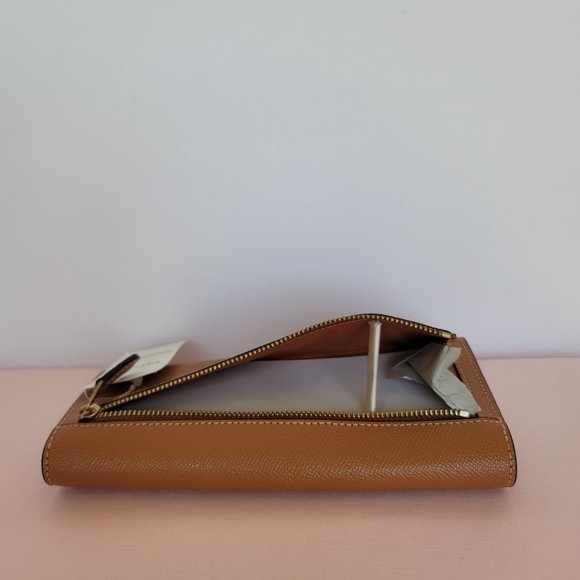 COACH Wyn Colorblocked Crossgrain Leather Large Wallet- Light Camel Multi⭐ - Picture 8 of 16